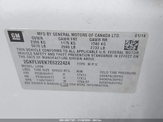2GKFLWEK7E6222424 GMC Terrain Sle-2