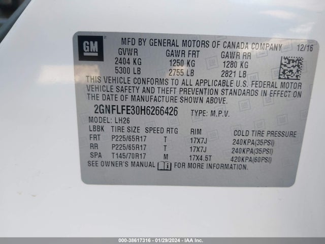 Chevrolet EQUINOX LT 2017 2GNFLFE30H6266426 Image 9