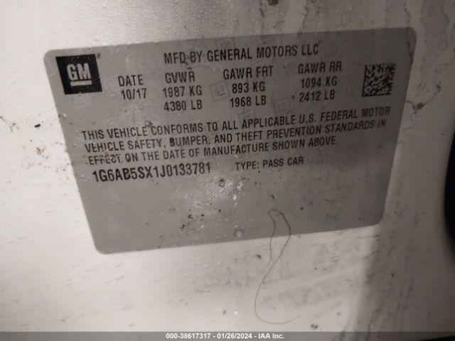 1G6AB5SX1J0133781 Cadillac ATS LUXURY
