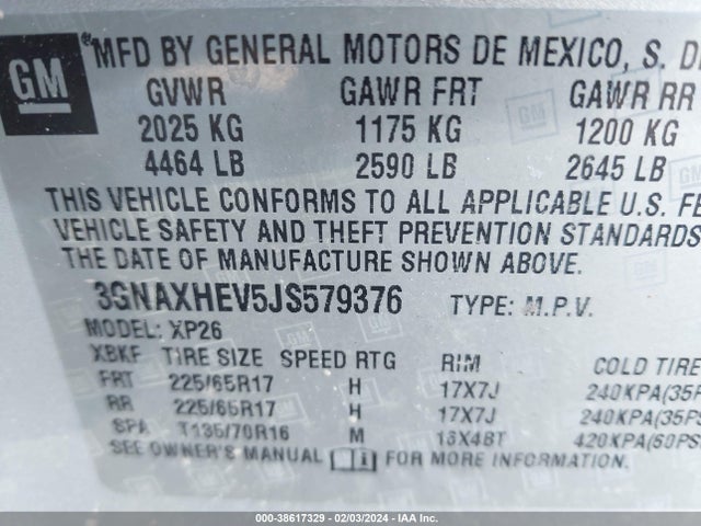 Chevrolet EQUINOX LS 2018 3GNAXHEV5JS579376 Image 9