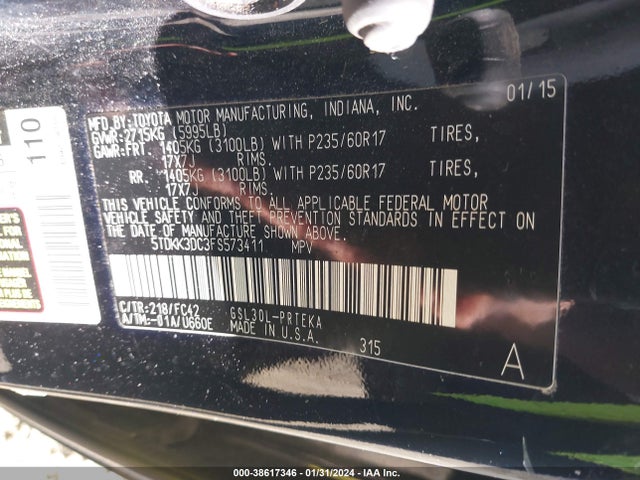 Toyota Sienna Le 8 Passenger 2015 5TDKK3DC3FS573411 Image 9
