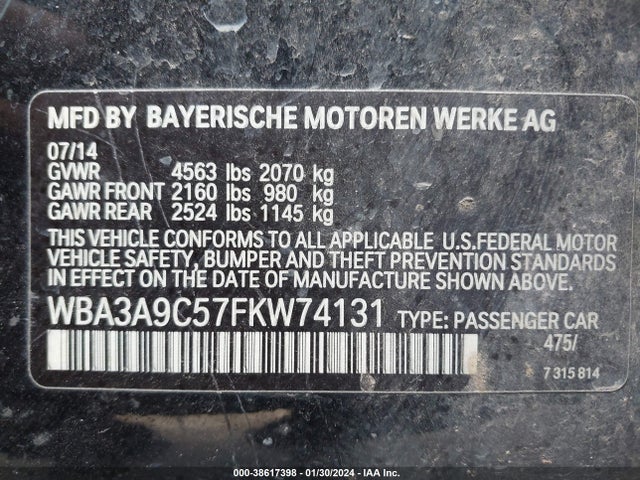 BMW 335i 2015 WBA3A9C57FKW74131 Image 9