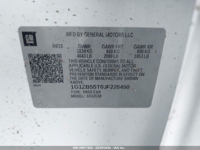 1G1ZB5ST0JF228450 Chevrolet Malibu 1ls
