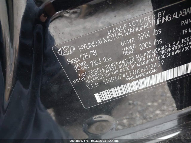 Hyundai ELANTRA SE 2019 5NPD74LF0KH412459 Image 9