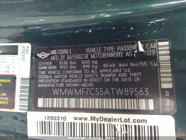 2010 MINI COOPER S WMWMF7C55ATW89563 Photo 8