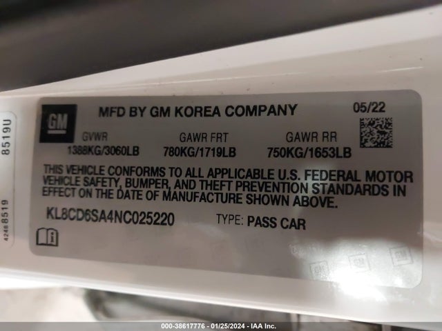 Chevrolet Spark Fwd 1lt Automatic 2022 KL8CD6SA4NC025220 Image 9