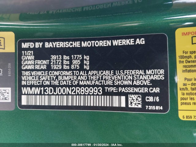 2022 MINI SE HARDTOP WMW13DJ00N2R89993 Photo 8