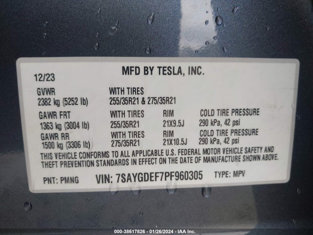 7SAYGDEF7PF960305 Tesla Model Y Awd/performance Dual Motor All-wheel Drive