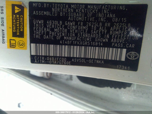 Toyota CAMRY LE 2016 4T4BF1FKXGR516814 Image 9