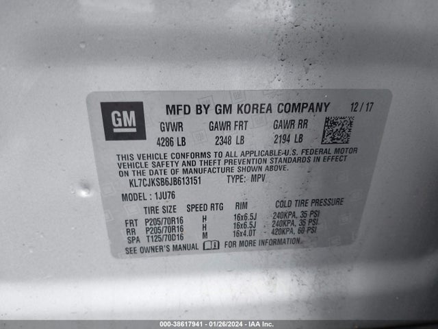 Chevrolet TRAX LS 2018 KL7CJKSB6JB613151 Image 9
