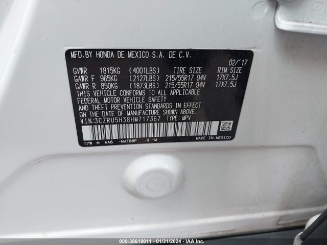 Honda HR-V LX 2017 3CZRU5H38HM717367 Image 9