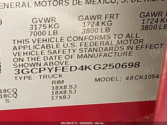 Chevrolet Silverado 1500 Lt Trail Boss 2019 3GCPYFED4KG250698 Image 9