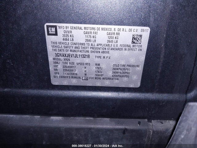 Chevrolet EQUINOX LT 2018 3GNAXJEV1JL113218 Image 9