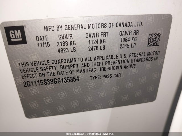 Chevrolet Impala 2lt 2016 2G1115S38G9135354 Image 9