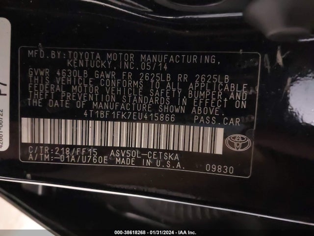 Toyota CAMRY SE 2014 4T1BF1FK7EU415866 Image 9