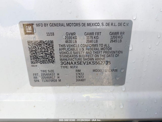 Chevrolet EQUINOX LS 2019 3GNAXSEV1KS562735 Image 9