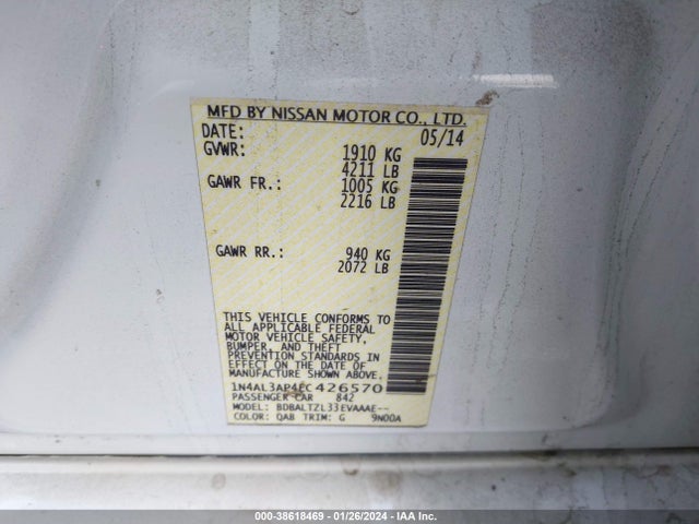 Nissan Altima 2.5 Sv 2014 1N4AL3AP4EC426570 Image 9