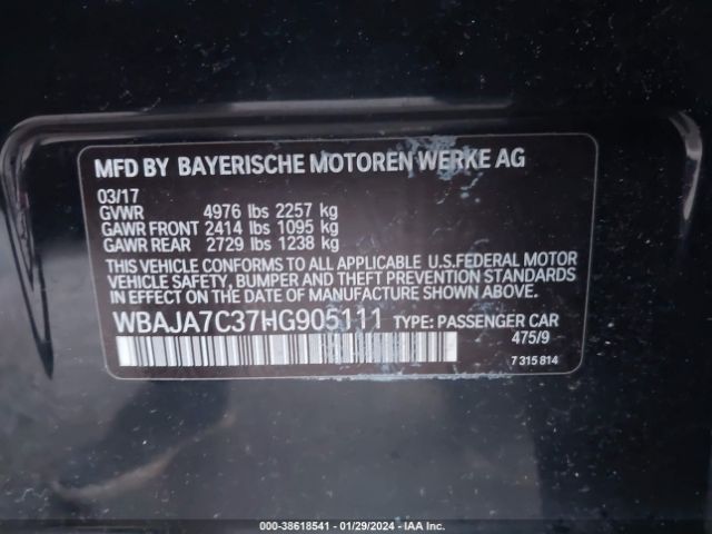 WBAJA7C37HG905111 BMW 530 XI