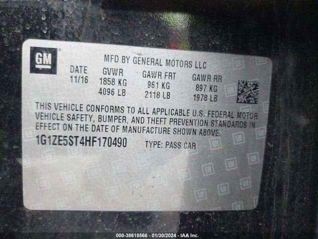 Chevrolet MALIBU 1LT 2017 1G1ZE5ST4HF170490 Image 9