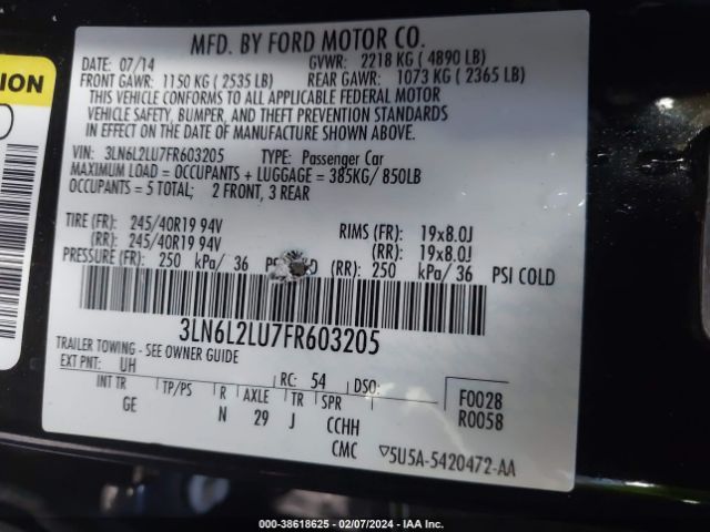 3LN6L2LU7FR603205 Lincoln MKZ HYBRID