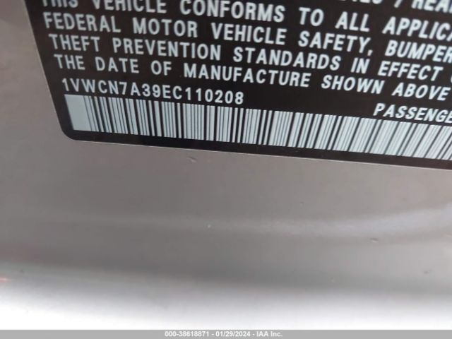 1VWCN7A39EC110208 Volkswagen Passat 2.0l Tdi Sel Premium