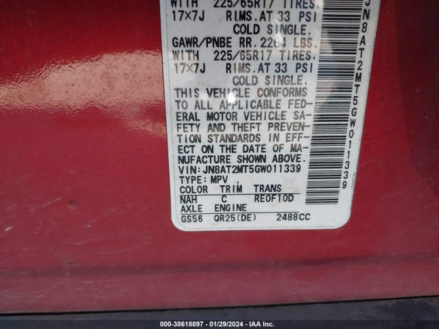 Nissan ROGUE S 2016 JN8AT2MT5GW011339 Image 9