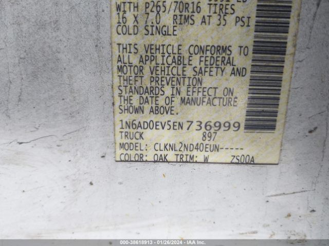 1N6AD0EV5EN736999 Nissan Frontier Pro-4x/s/sl/sv