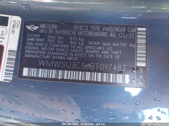 2011 MINI COOPER WMWSU3C56BT097483 Photo 8