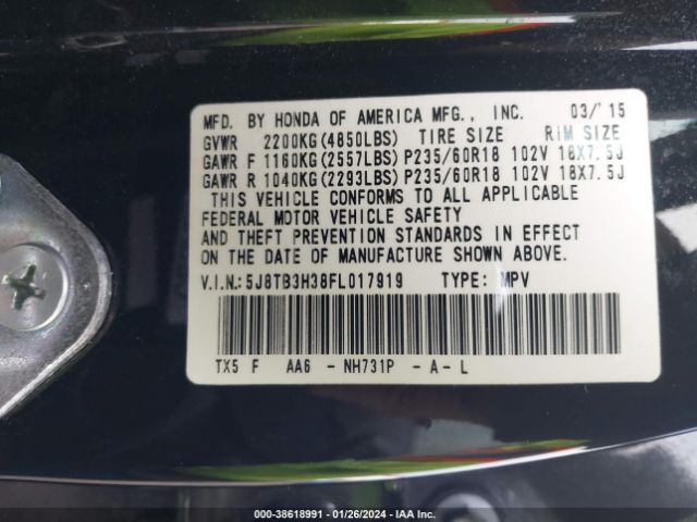 5J8TB3H38FL017919 Acura RDX
