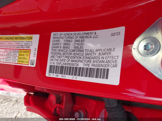 Honda Civic Sport 2023 19XFL2H83PE006724 Image 9