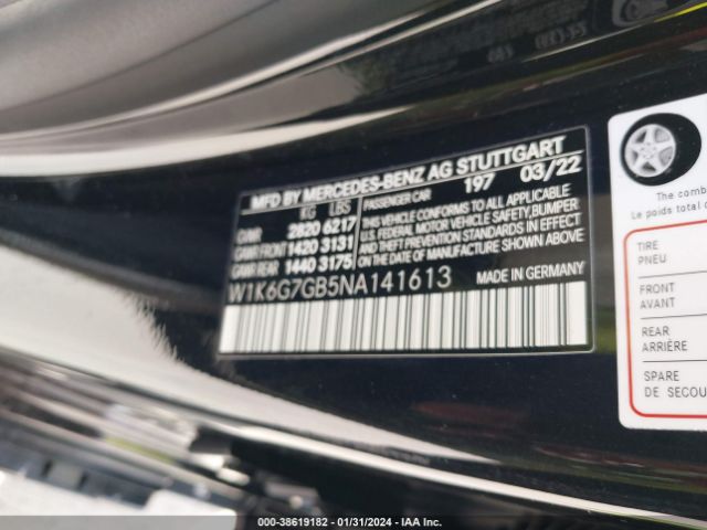 2022 MERCEDES-BENZ S 580 W1K6G7GB5NA141613 Photo 8