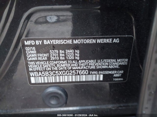 BMW 535i Xdrive 2016 WBA5B3C5XGG257660 Image 9