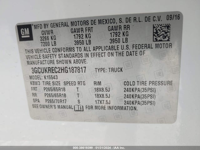 Chevrolet Silverado 1500 1lt 2017 3GCUKREC2HG187817 Image 9