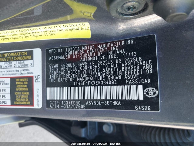Toyota CAMRY LE 2014 4T4BF1FKXER364093 Image 9