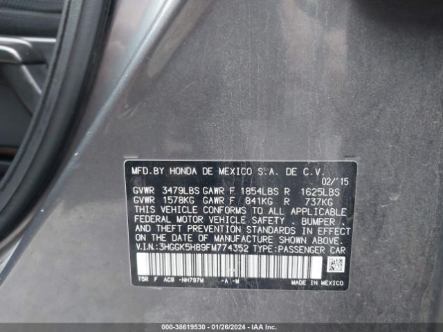 3HGGK5H89FM774352 Honda Fit Ex/ex-l