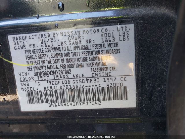3N1AB8CV3MY297042 Nissan Sentra Sv Xtronic Cvt
