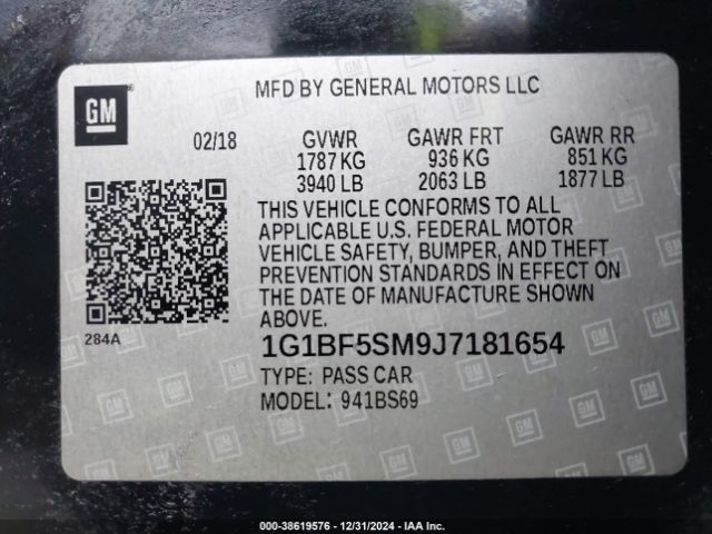 1G1BF5SM9J7181654 Chevrolet Cruze Premier Auto