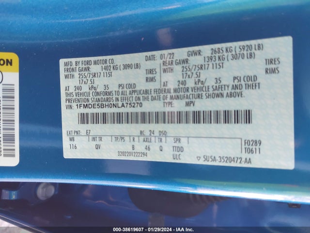 Ford Bronco Big Bend 2022 1FMDE5BH0NLA75270 Image 9