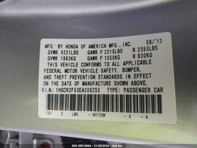 Honda Accord Sport 2014 1HGCR2F50EA008250 Image 9
