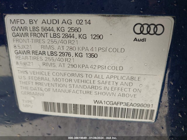 WA1CGAFP3EA096091 Audi Sq5 3.0t Premium Plus