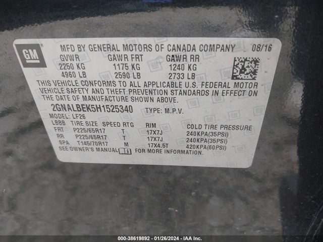 Chevrolet EQUINOX LS 2017 2GNALBEK5H1525340 Image 9