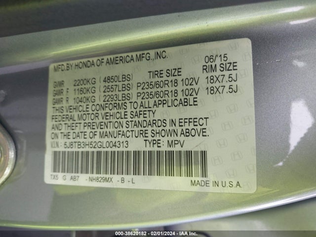 Acura Rdx Tech Pkg/tech/acurawatch Plus Pkg 2016 5J8TB3H52GL004313 Image 9