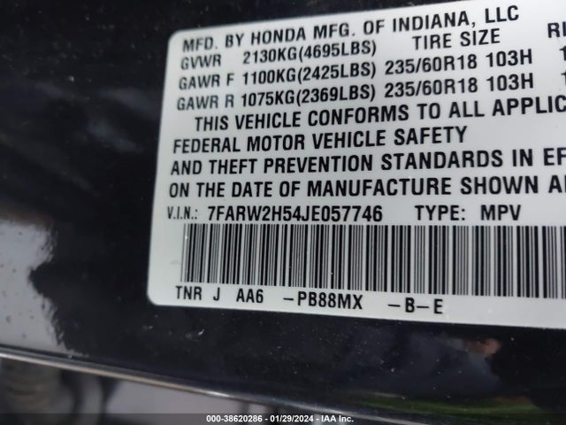 Honda CR-V EX 2018 7FARW2H54JE057746 Image 9