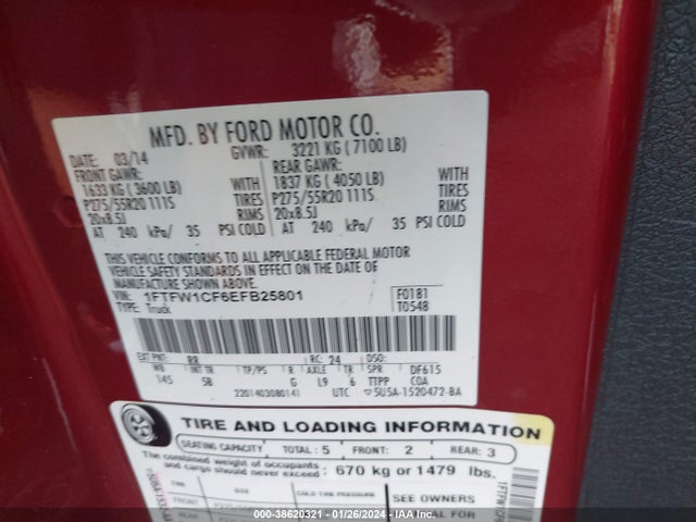 Ford F-150 FX2 2014 1FTFW1CF6EFB25801 Image 9