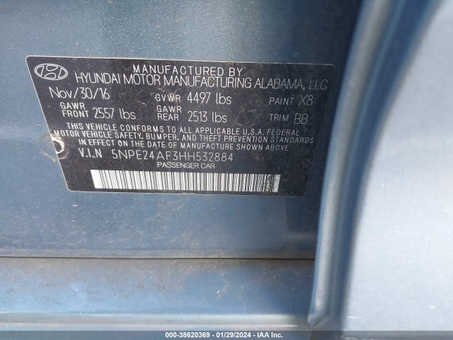 Hyundai Sonata 2017 5NPE24AF3HH532884 Image 9