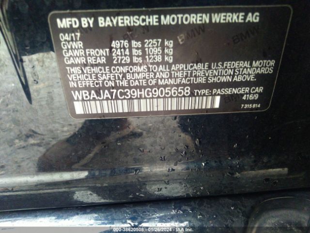 2017 BMW 530I WBAJA7C39HG905658 Photo 8