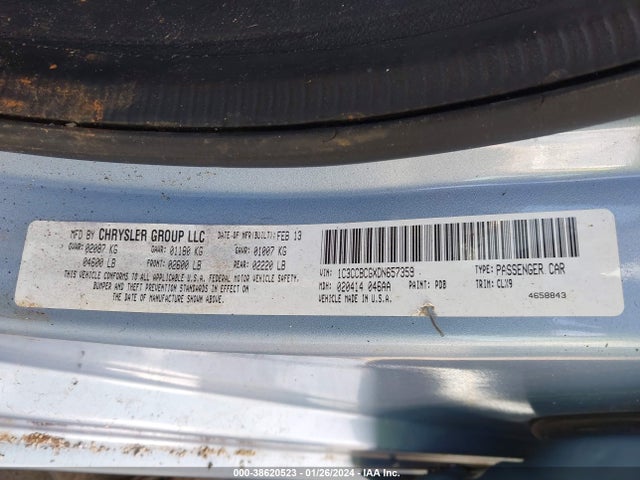 2013 CHRYSLER 200 LIMITED VIN: 1C3CCBCGXDN657359
