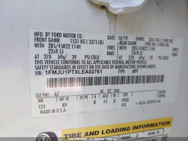Ford Expedition King Ranch 2020 1FMJU1PTXLEA02761 Image 9