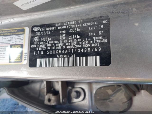 5XXGM4A71FG498769 KIA Optima Lx