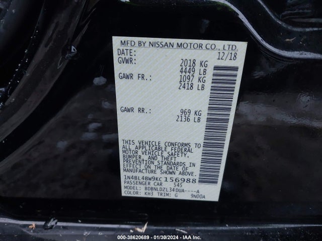 Nissan Altima 2.5 S 2019 1N4BL4BW9KC156988 Image 9